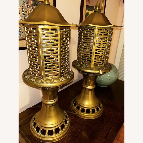 Used Vintage Solid Brass Chinese Pagoda Lamp for sale on AptDeco