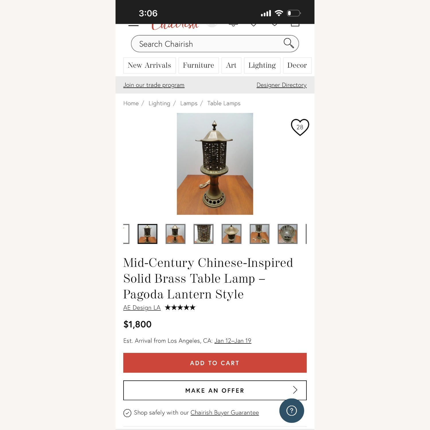 Vintage Solid Brass Chinese Pagoda Lamp - image-4