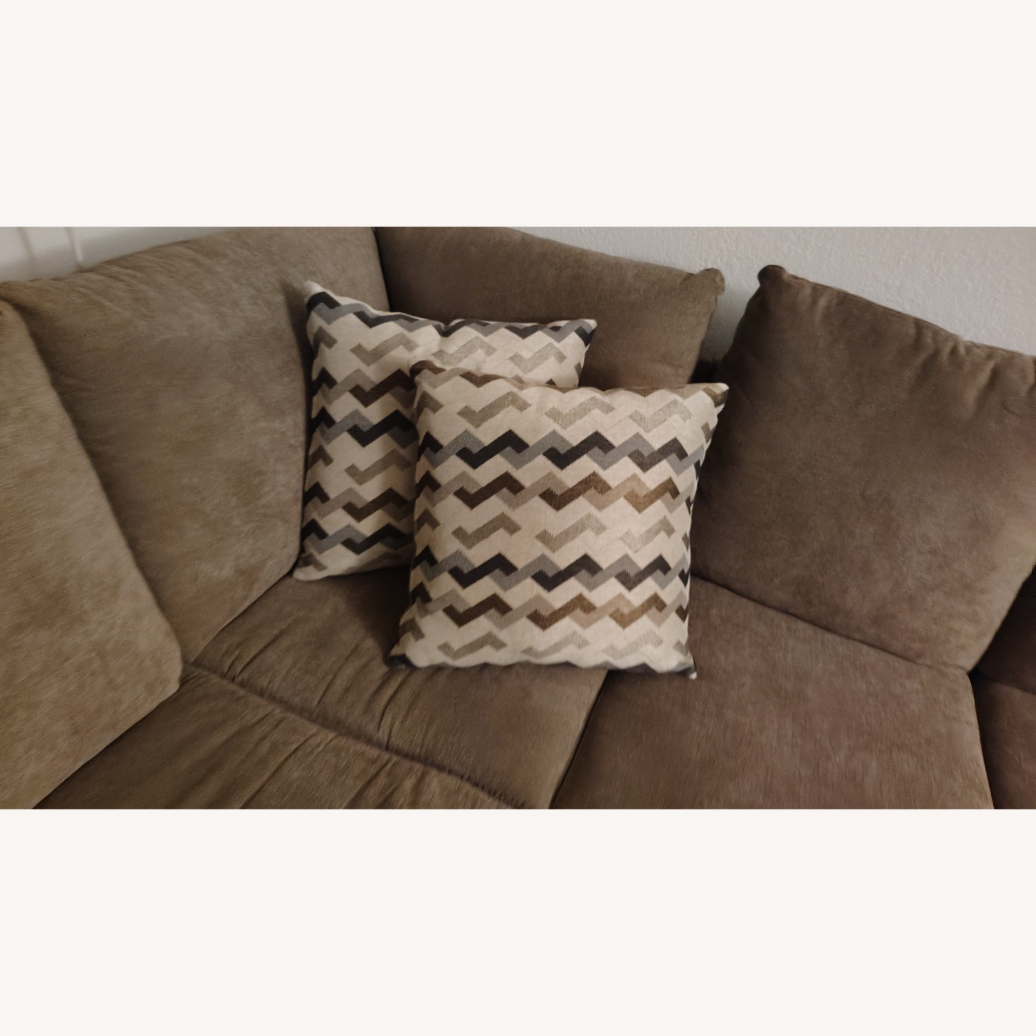 Dark Brown Cotton 2 Piece Sectional - image-1