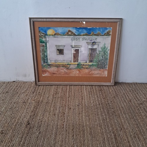 Used Framed"Casa Goroseue"Painting by Charles StewartT.S for sale on AptDeco