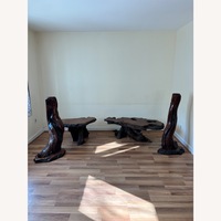 Redwood Set of Side Table with Matching Lamps