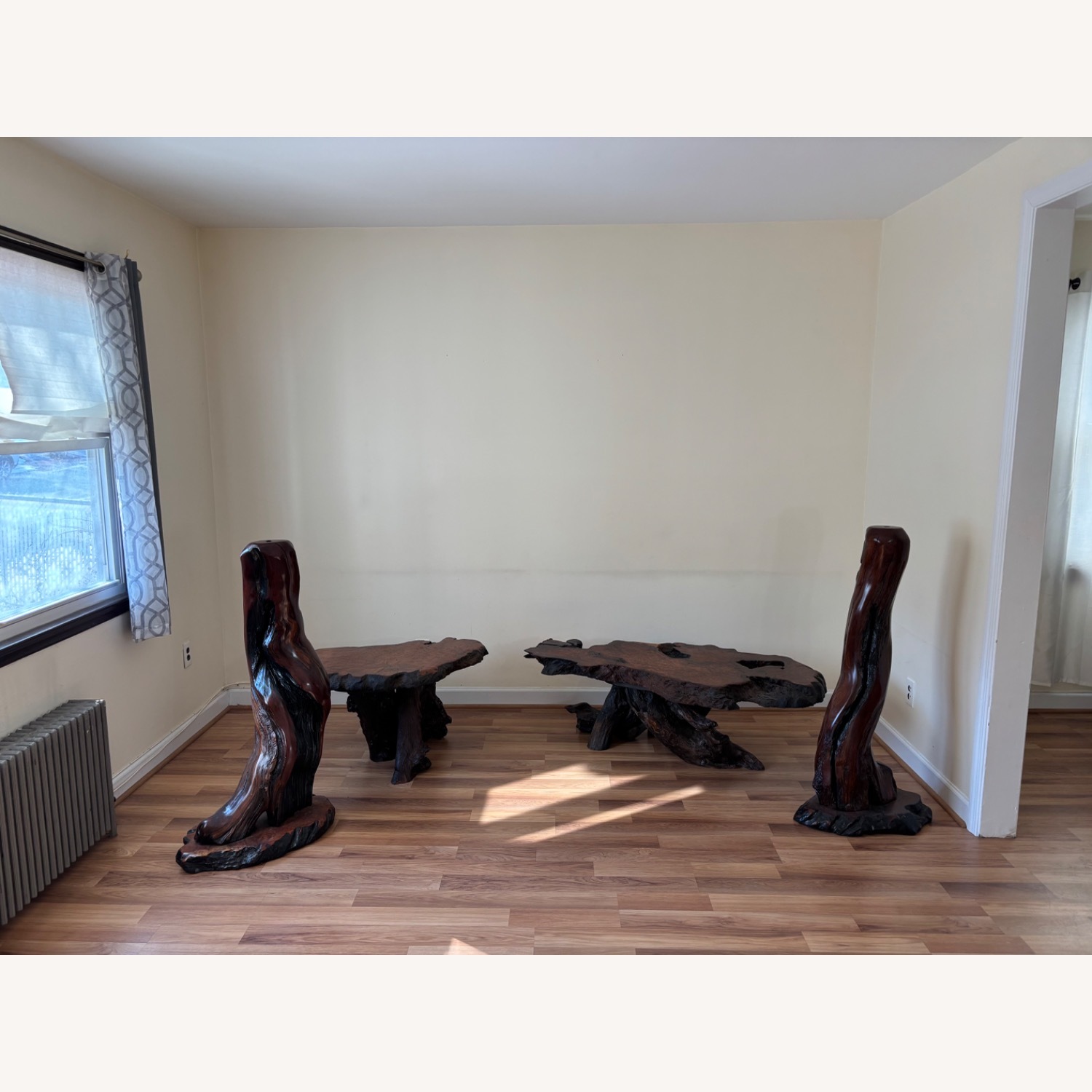 Redwood Set of Side Table with Matching Lamps - image-1