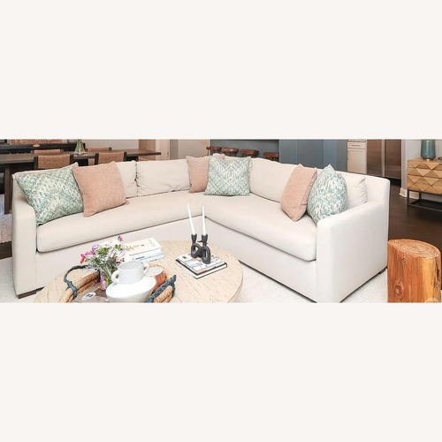 Used Restoration Hardware Belgian Dove Performance Linen Sectional for sale on AptDeco