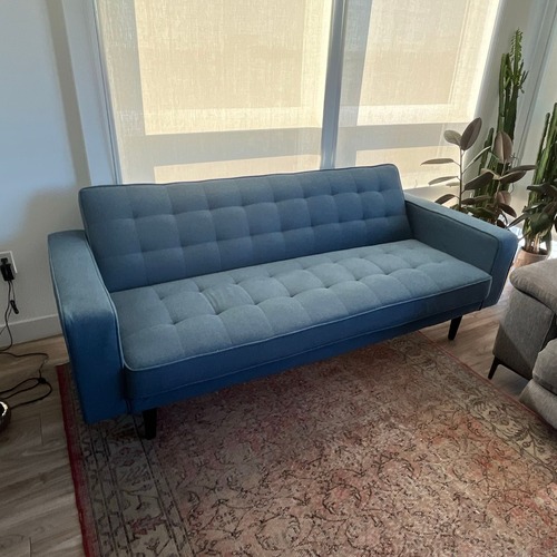 Used Modern Blue 3-Seat Sofa with Button Tufting	 for sale on AptDeco