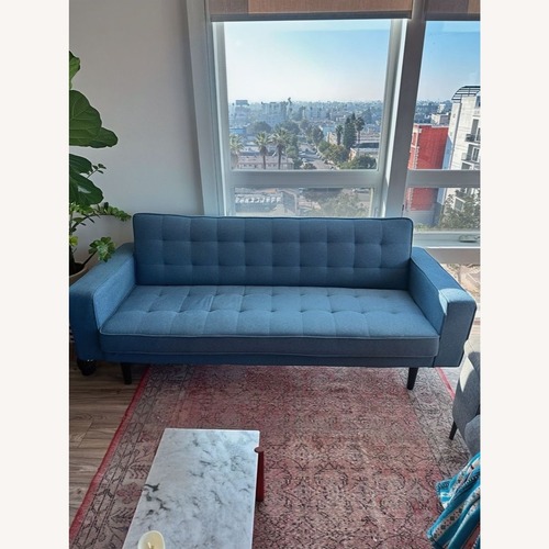 Used Modern Blue 3-Seat Sofa with Button Tufting for sale on AptDeco