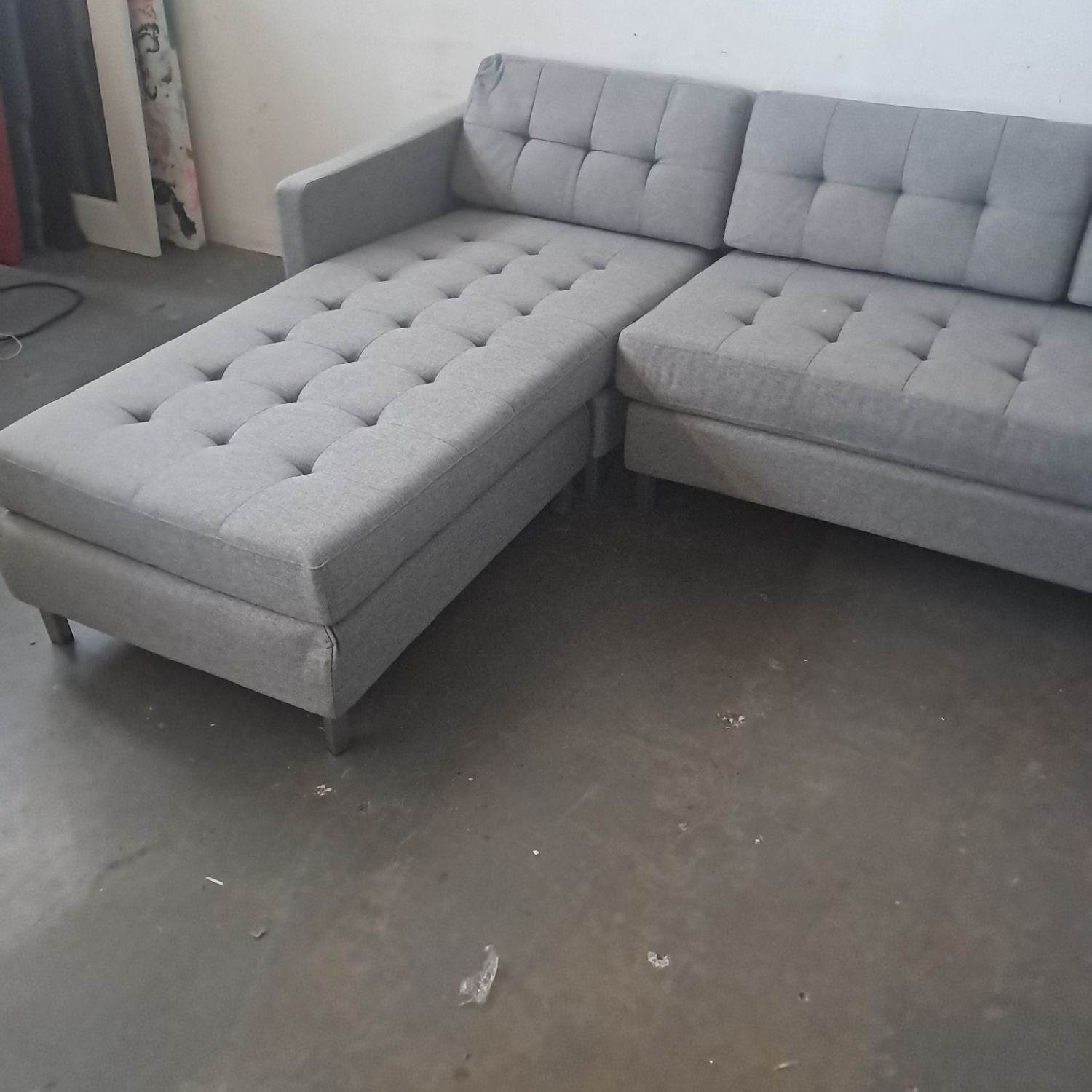 CB2 Gray Modern Sectional Sofa with Chaise - image-3