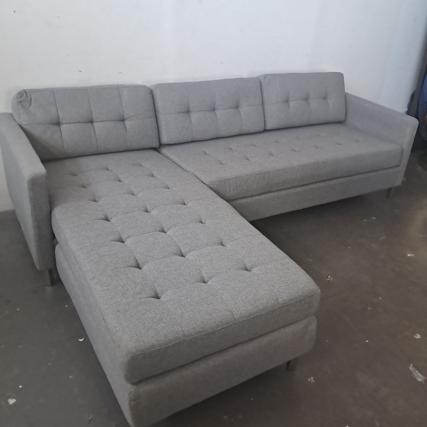 CB2 Gray Modern Sectional Sofa with Chaise - image-1