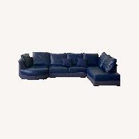 Roche Bobois Blue Leather Sectional Sofa