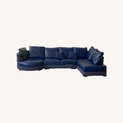 Used Roche Bobois Blue Leather Sectional Sofa for sale on AptDeco