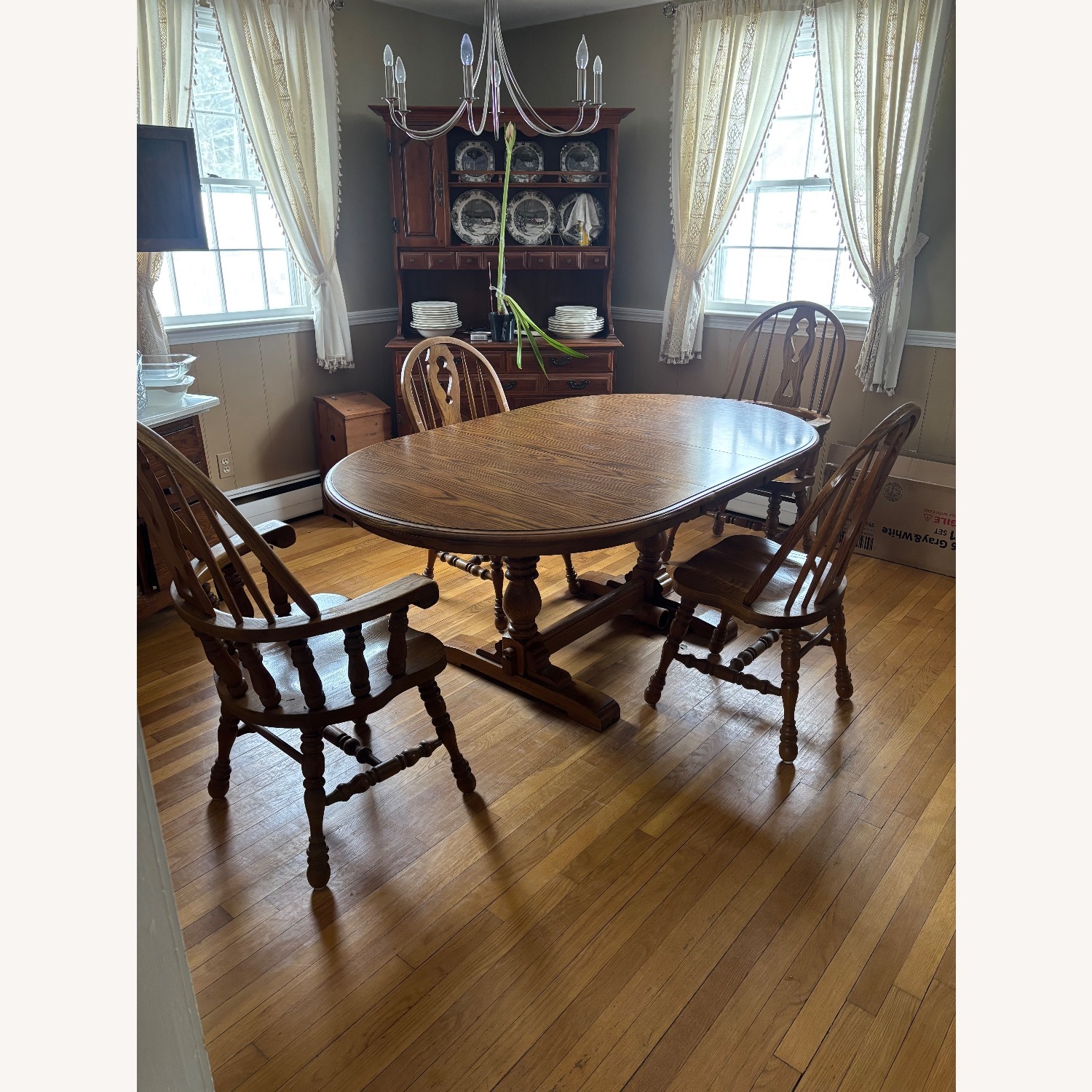 Dark Brown Wood Dining Table - image-1