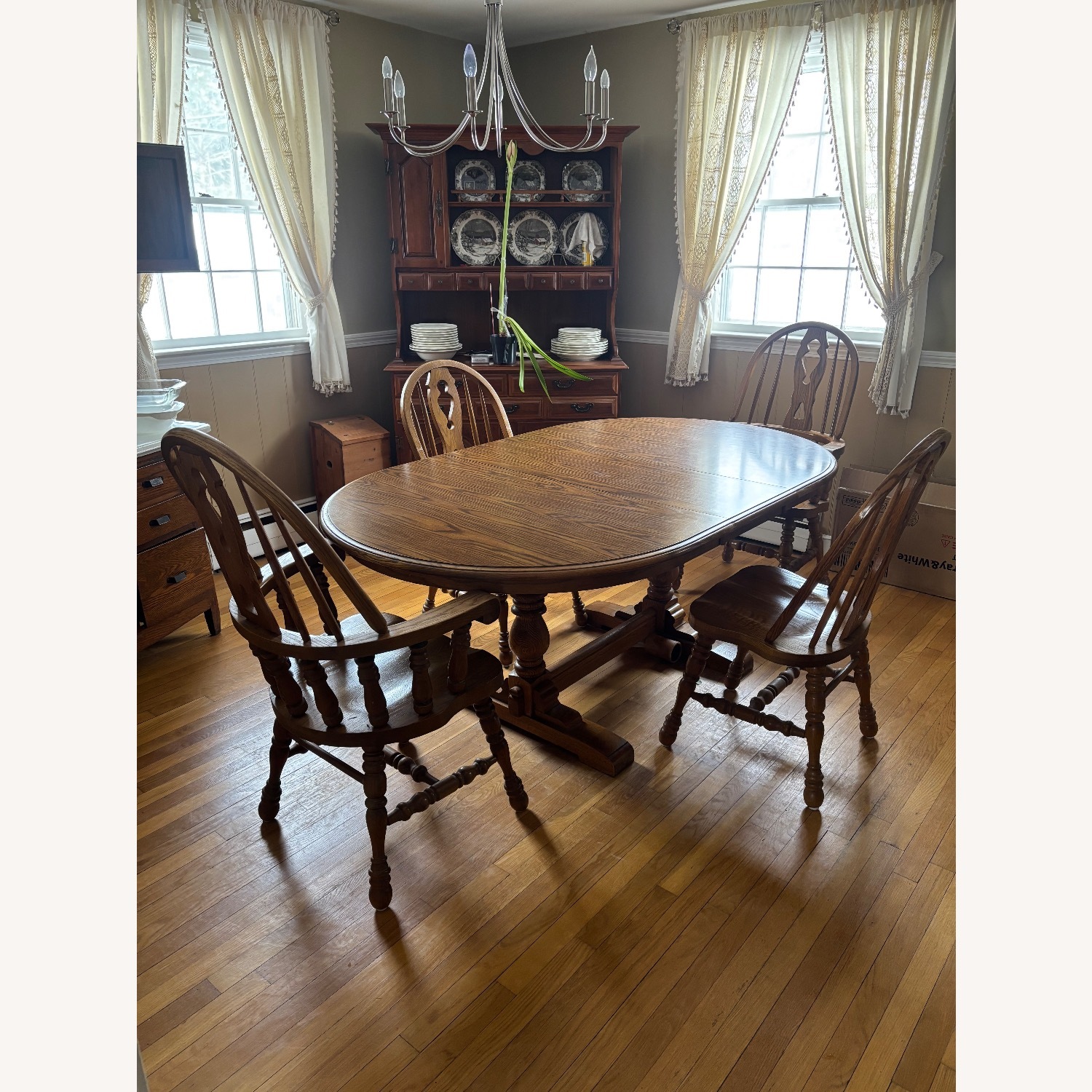 Dark Brown Wood Dining Table - image-3