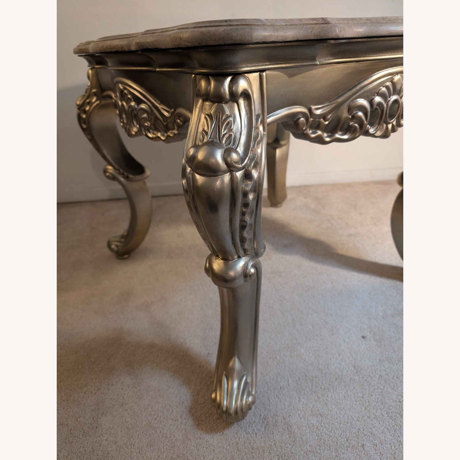 Marbled Top End Tables Antique Gold - image-3