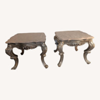 Marbled Top End Tables Antique Gold