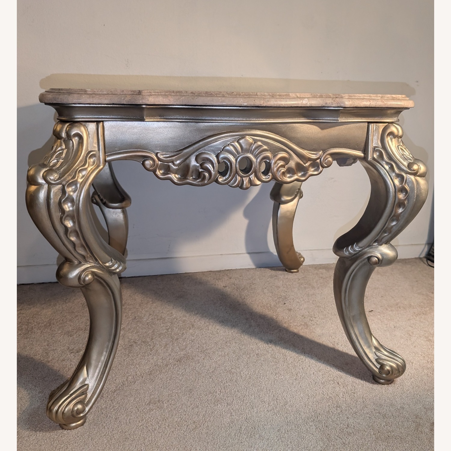 Marbled Top End Tables Antique Gold - image-6