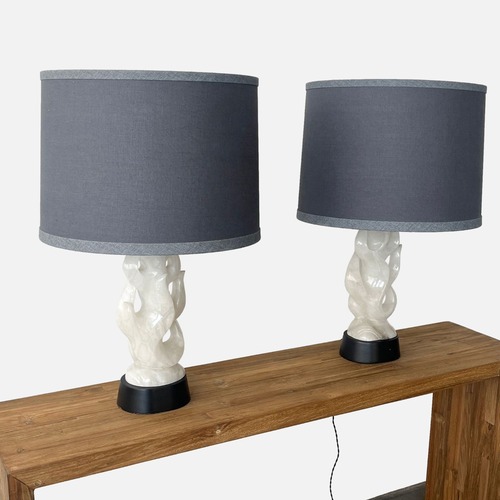 Used Maurizio Tempestini Mid-Century Alabaster Sculpted Table Lamp for sale on AptDeco