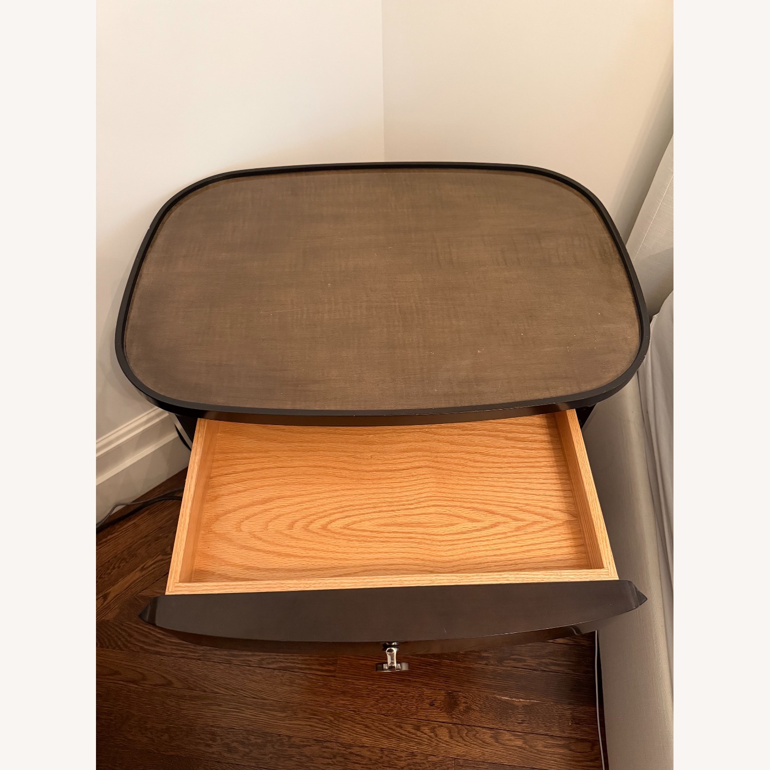 Dark Brown Wood Nightstand - image-2