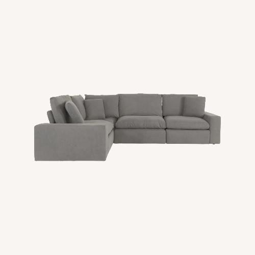 Used Bob's Furniture Dream Gray 131” Reclining Sofa for sale on AptDeco