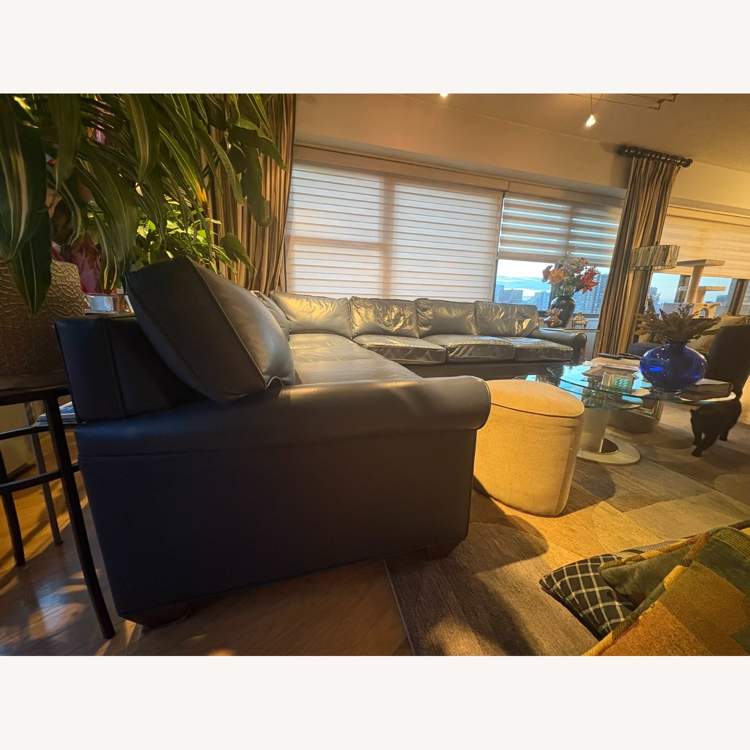 2  Piece Blue Leather Sectional Couch - image-6