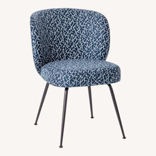 Used West Elm Greer Blue Fabric Dining Chair for sale on AptDeco