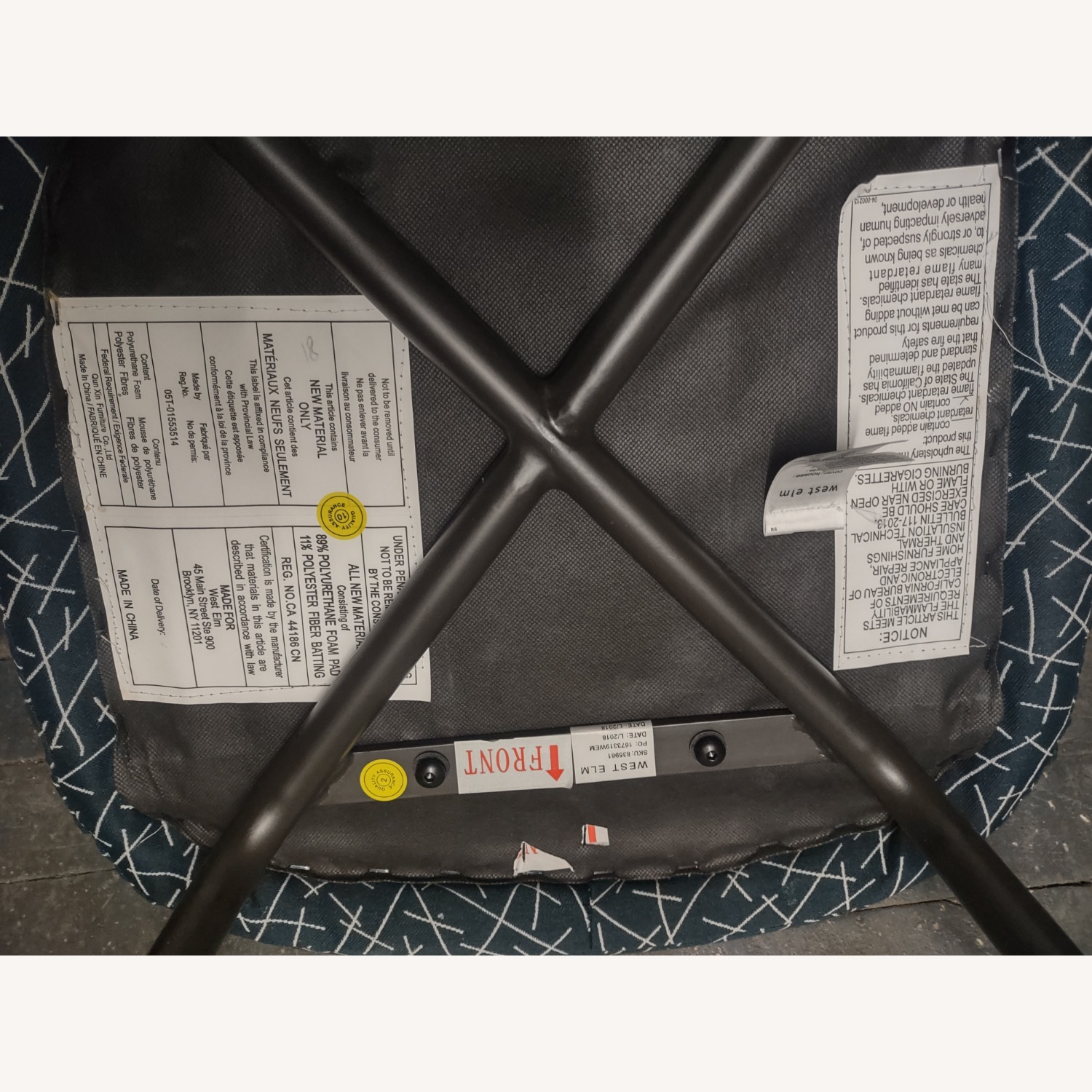 West Elm Greer Blue Fabric Dining Chair - image-3