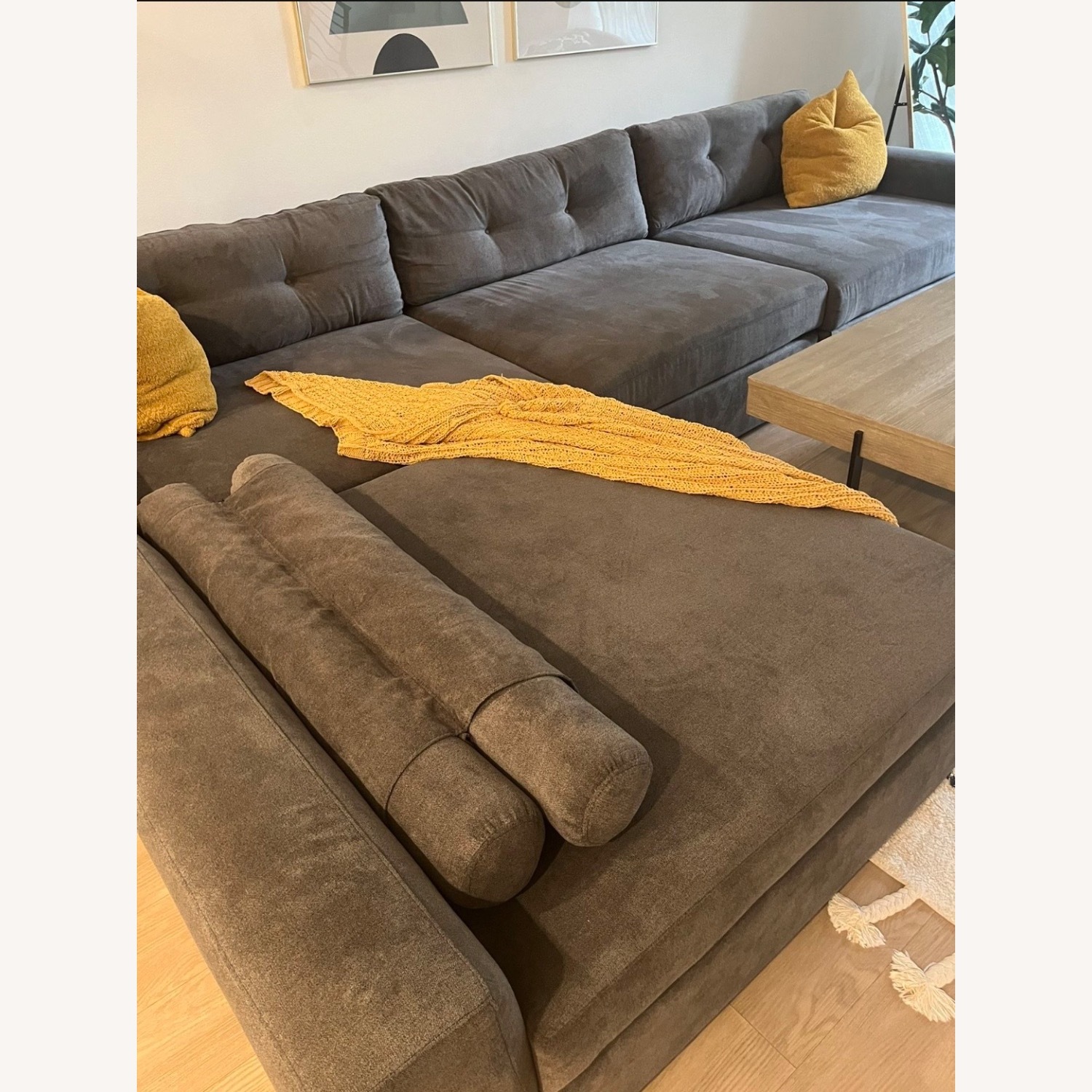 Dark Gray Fabric 3+ Piece Sectional - image-2