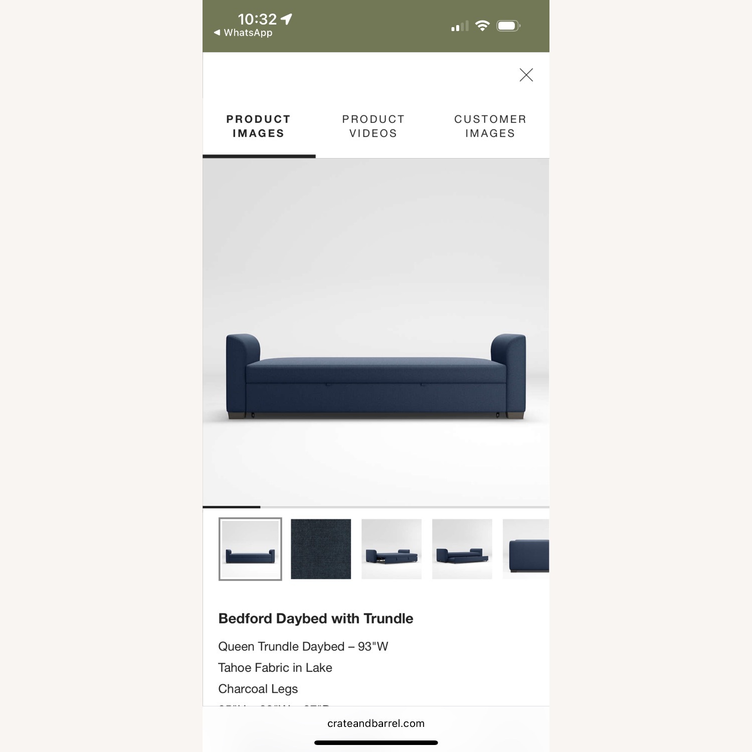 Crate & Barrel Blue Fabric Sleeper Sofa - image-1