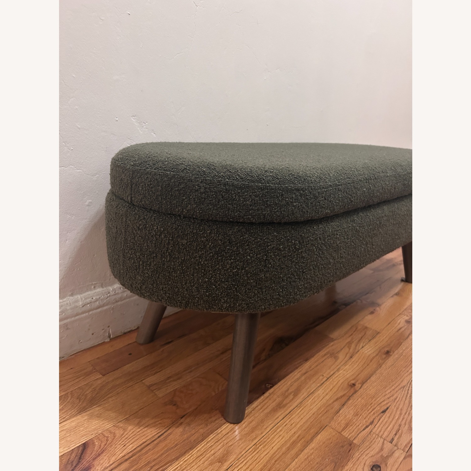 Dark Green Boucle Storage Bench - image-3