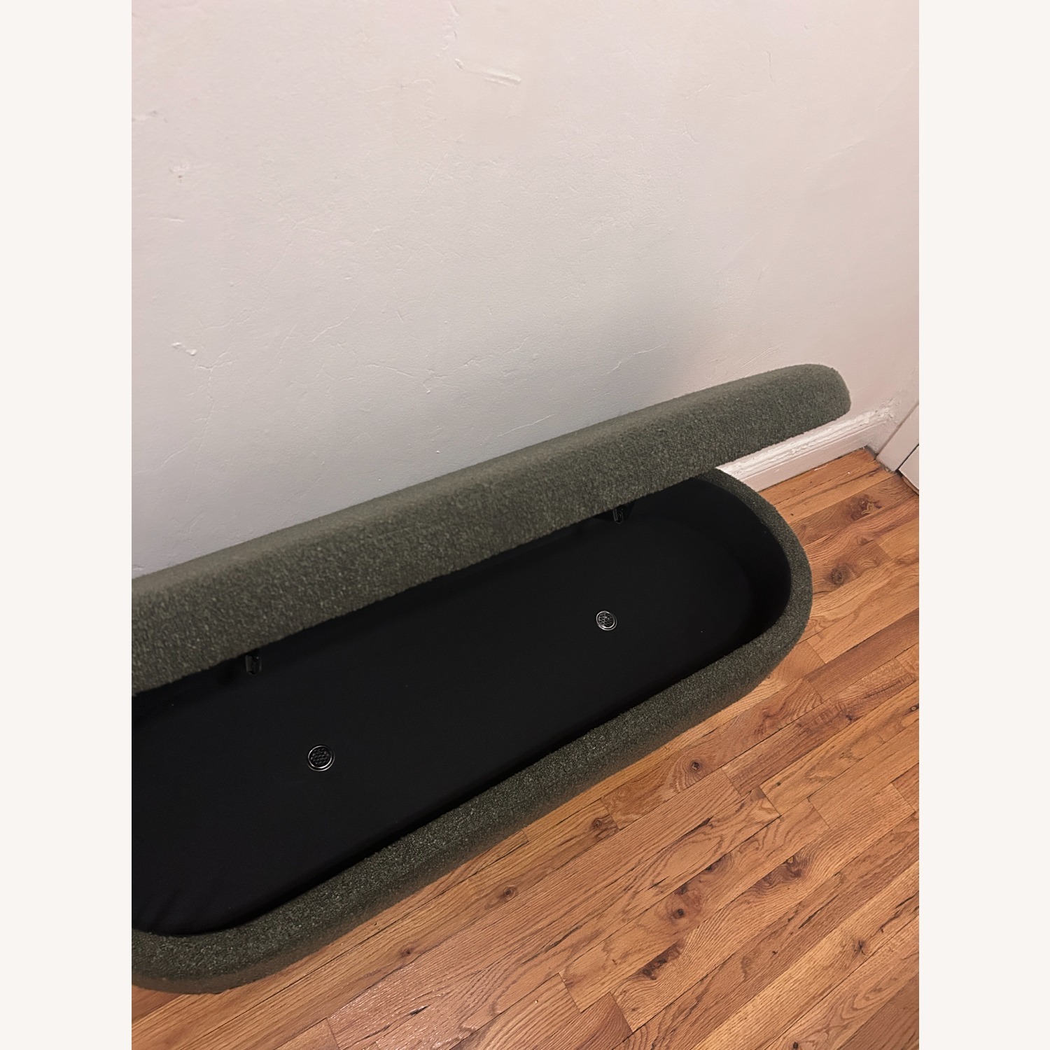 Dark Green Boucle Storage Bench - image-5