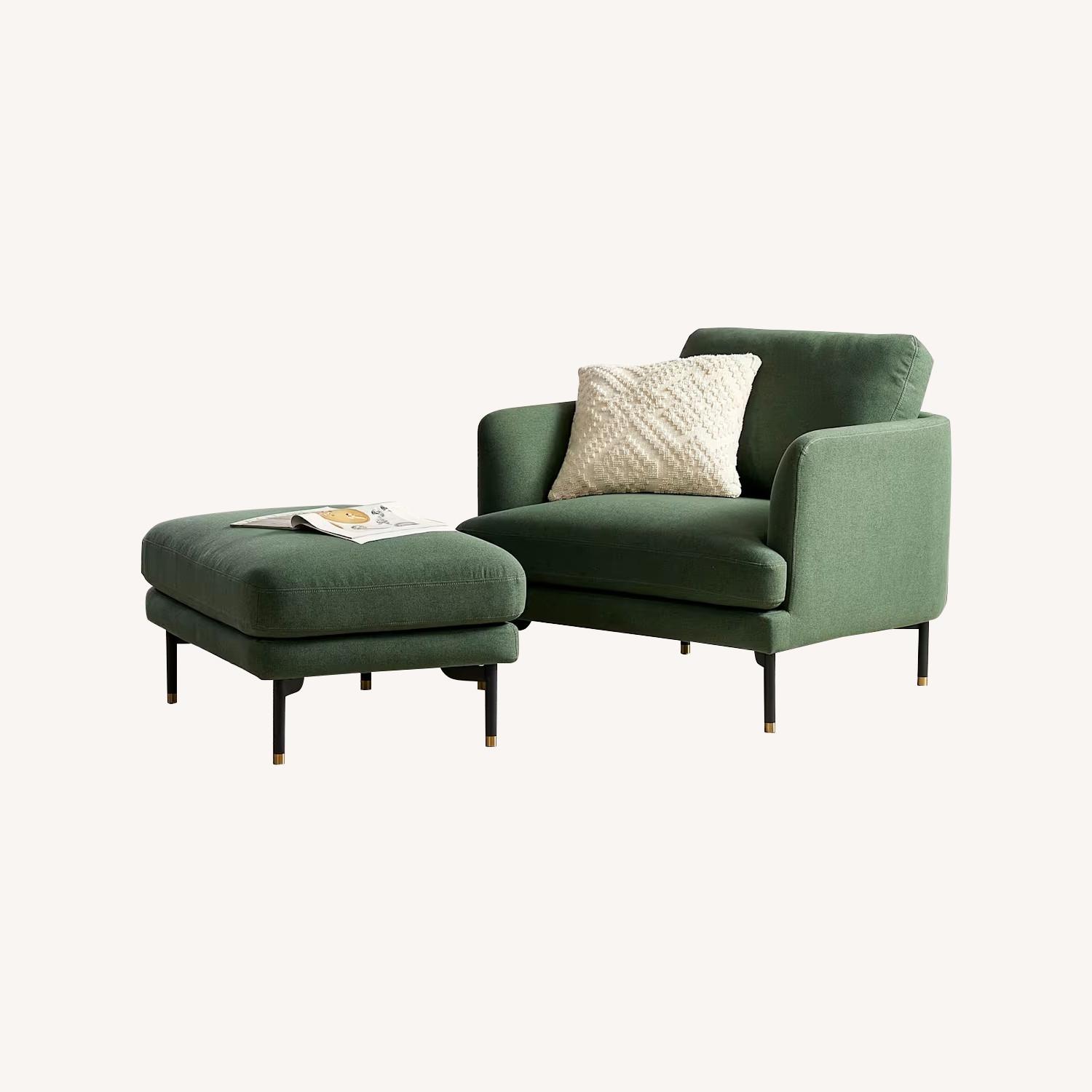 Castlery Green Accent Chair & Ottoman - image-0
