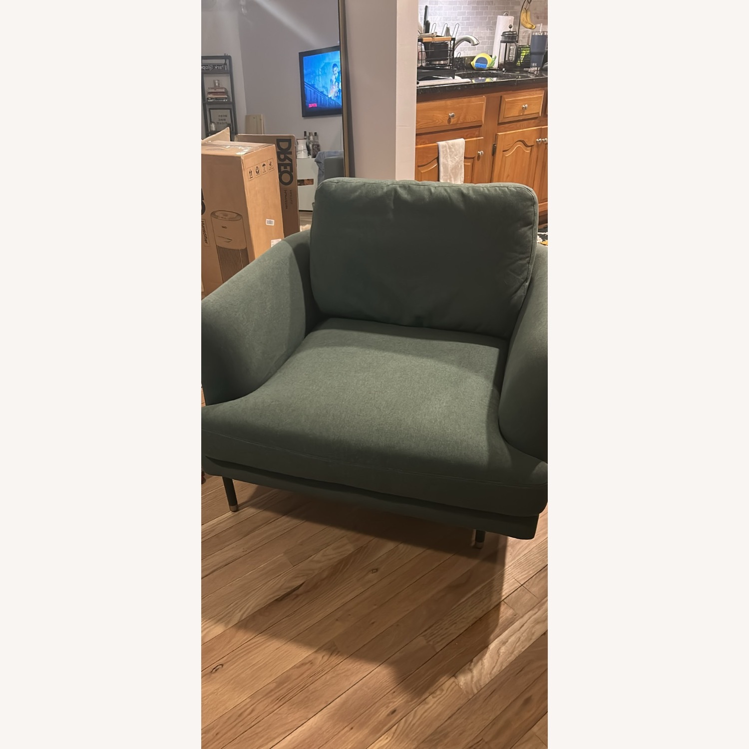 Castlery Green Accent Chair & Ottoman - image-1
