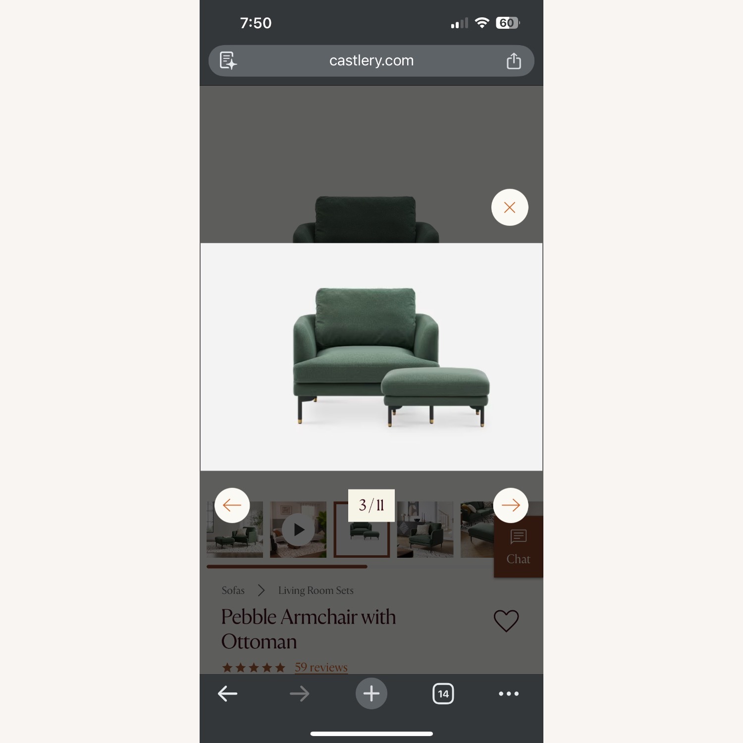 Castlery Green Accent Chair & Ottoman - image-3