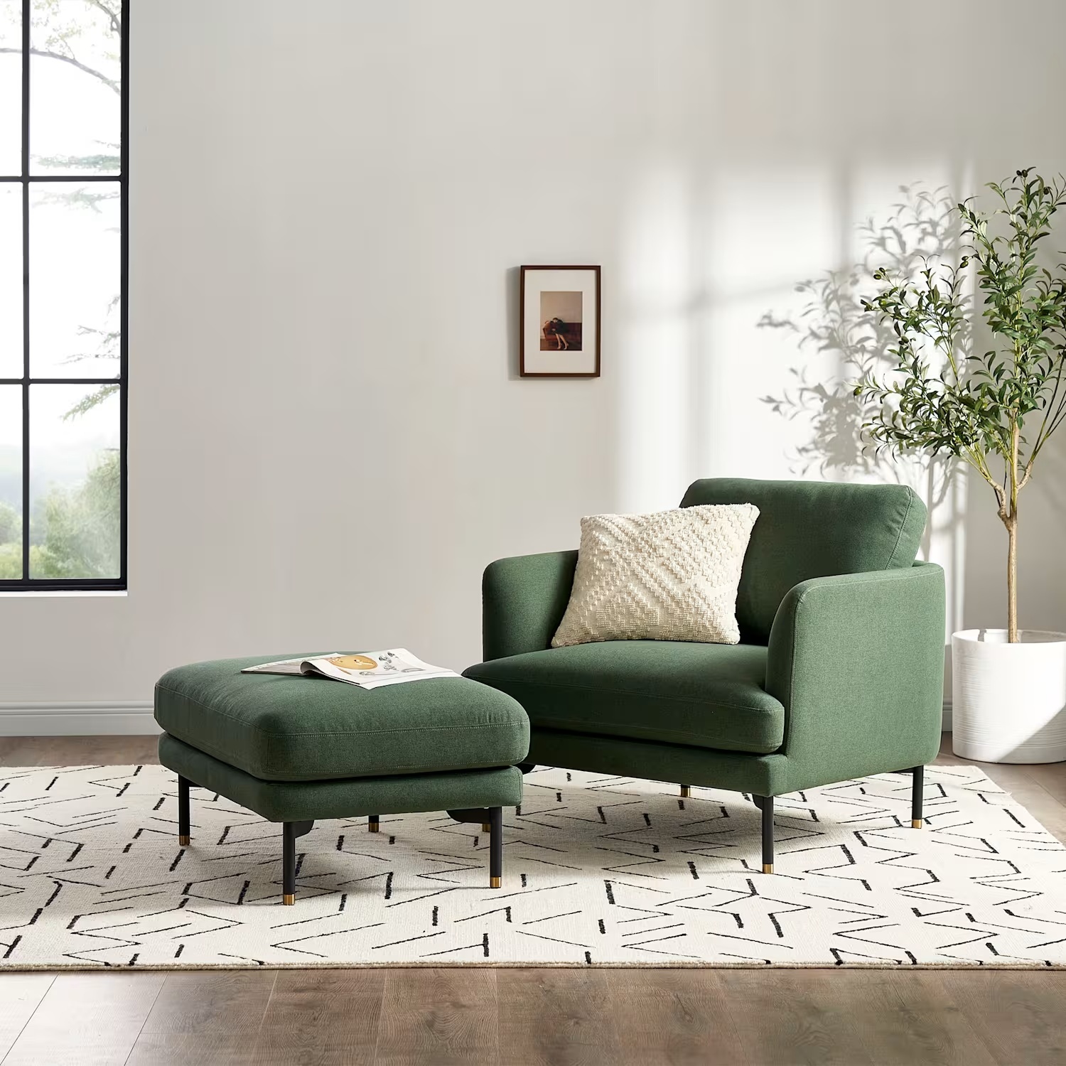 Castlery Green Accent Chair & Ottoman - image-4