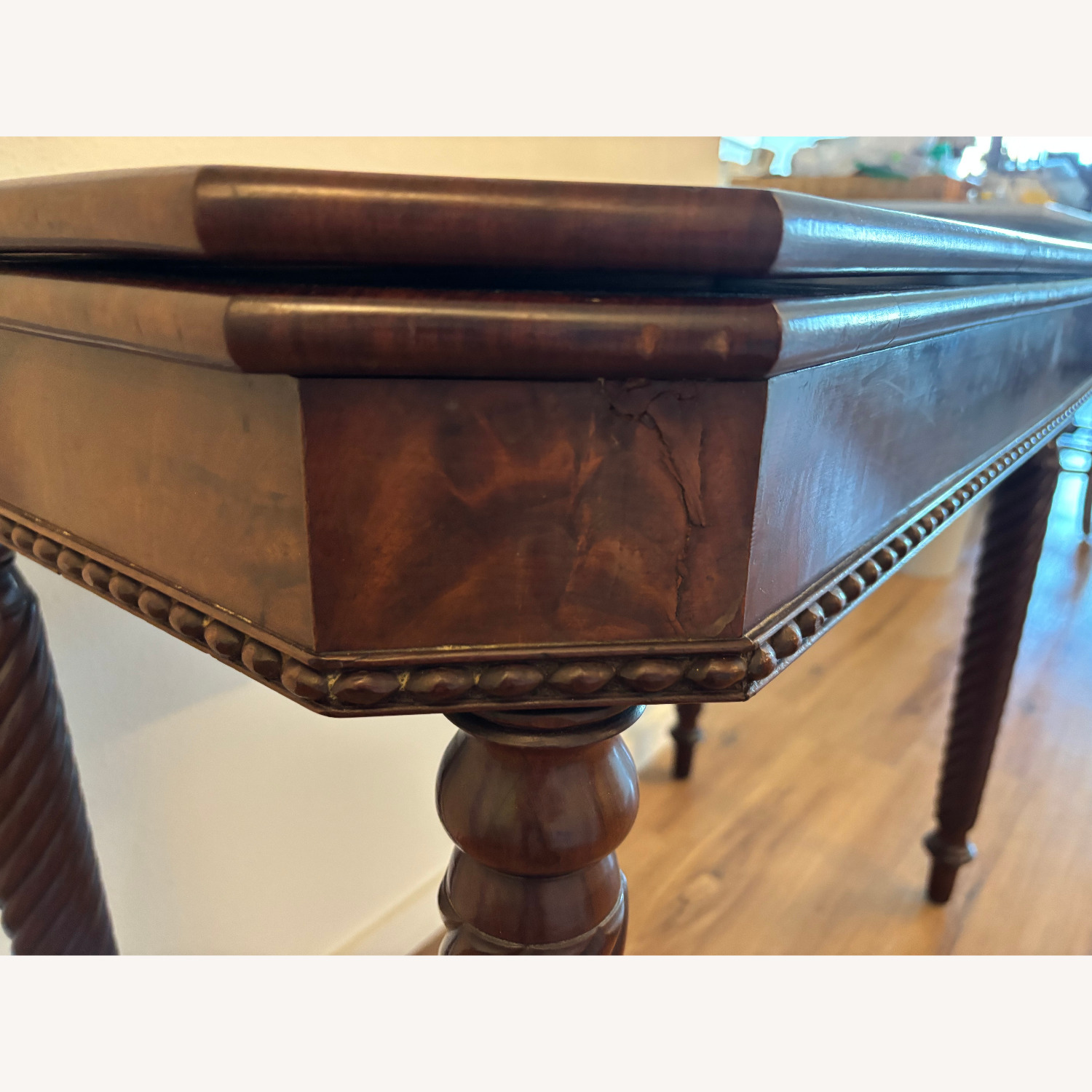 Antique Mahogany Flip-Top Card Table - image-7