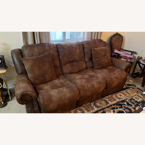 Used Dark Brown Fabric 3+ Seater Sofa W Seat Recliners for sale on AptDeco