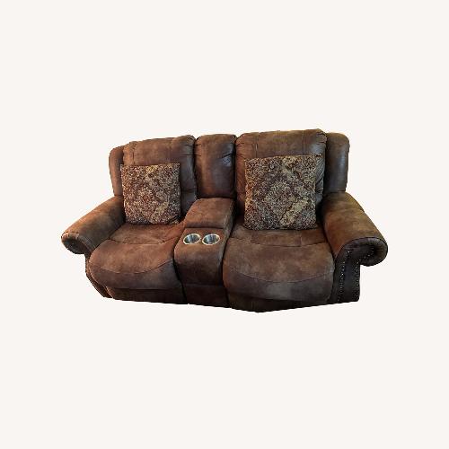 Used Dark Brown Fabric 2 Seater Sofa W Seat Recliners for sale on AptDeco