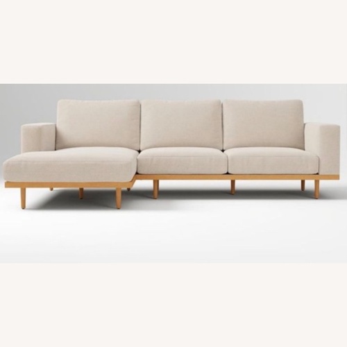 Used West Elm New Port White Fabric 2 Piece Sectional for sale on AptDeco