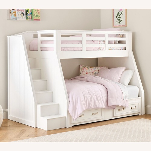 Used Pottery Barn Kids White Wood Bunk Bed for sale on AptDeco