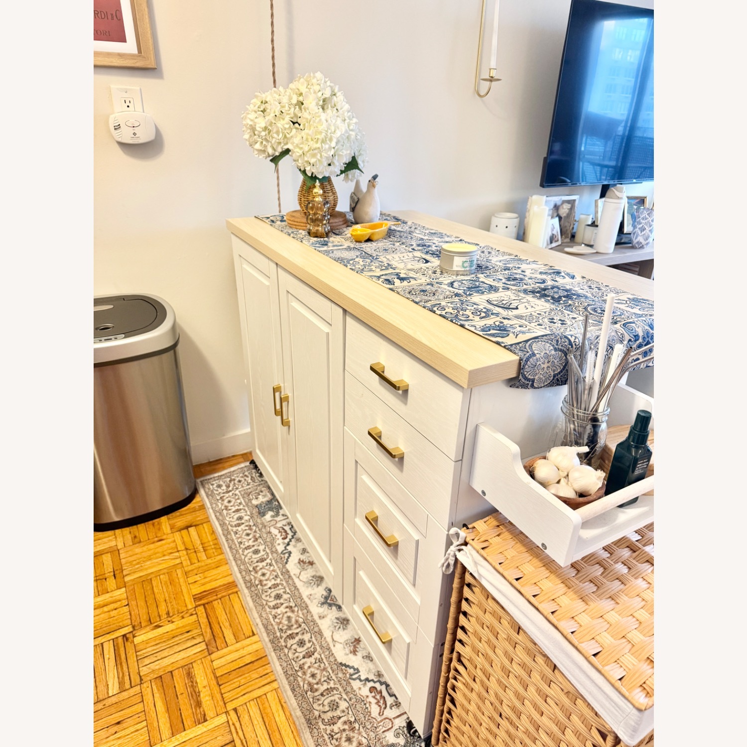 Wayfair White Wood Bar Cart - image-1