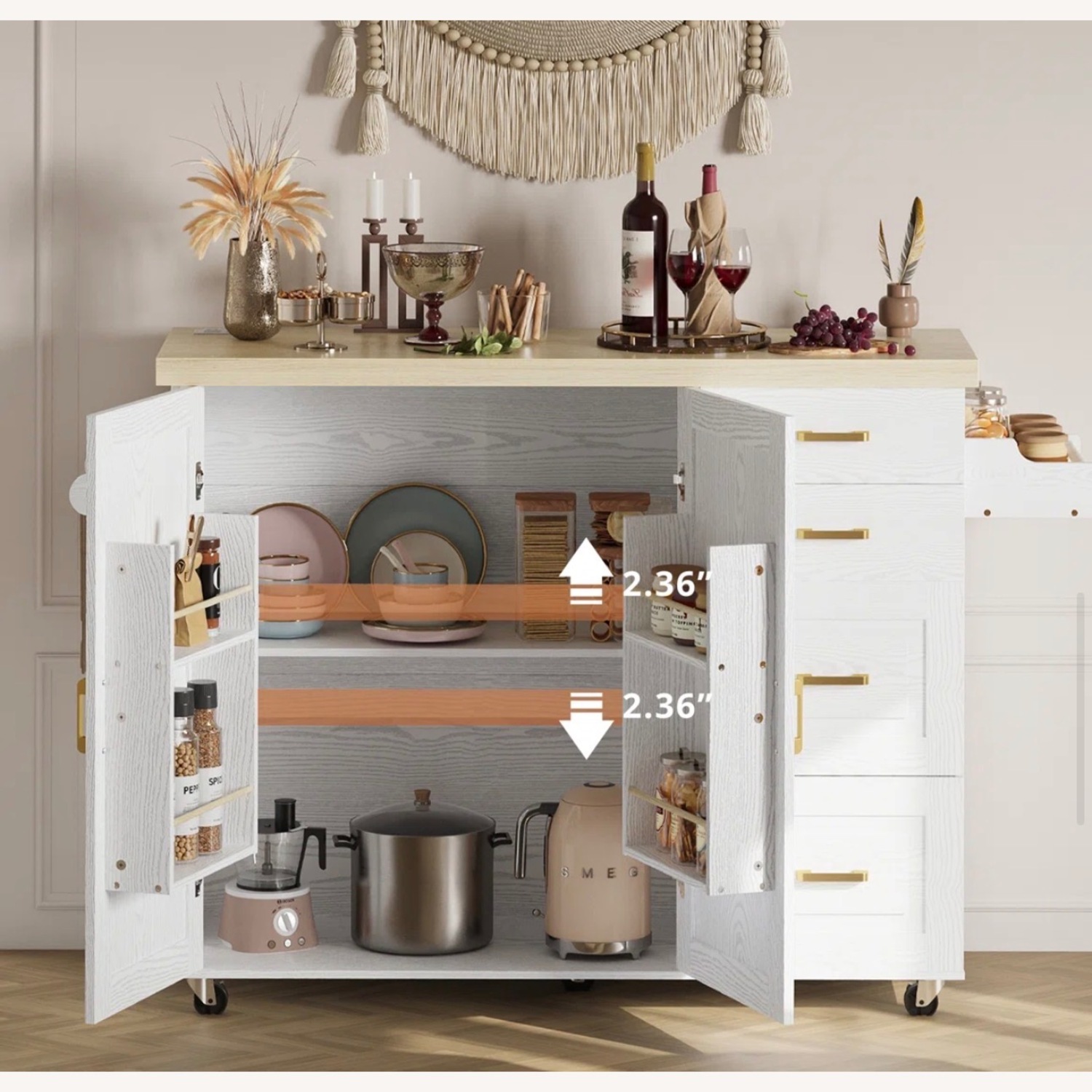 Wayfair White Wood Bar Cart - image-3