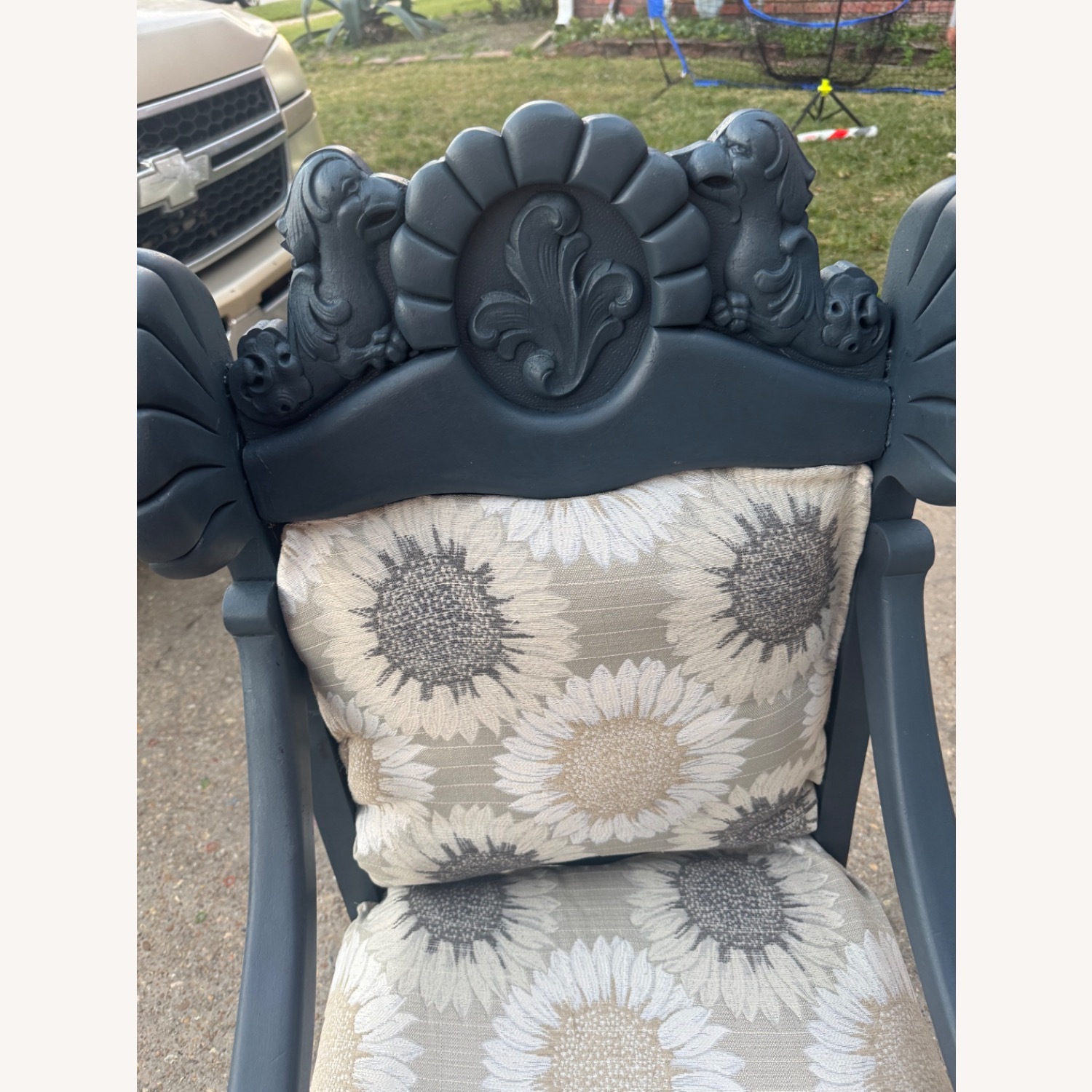 Dark Gray Fabric Accent Chair - image-3