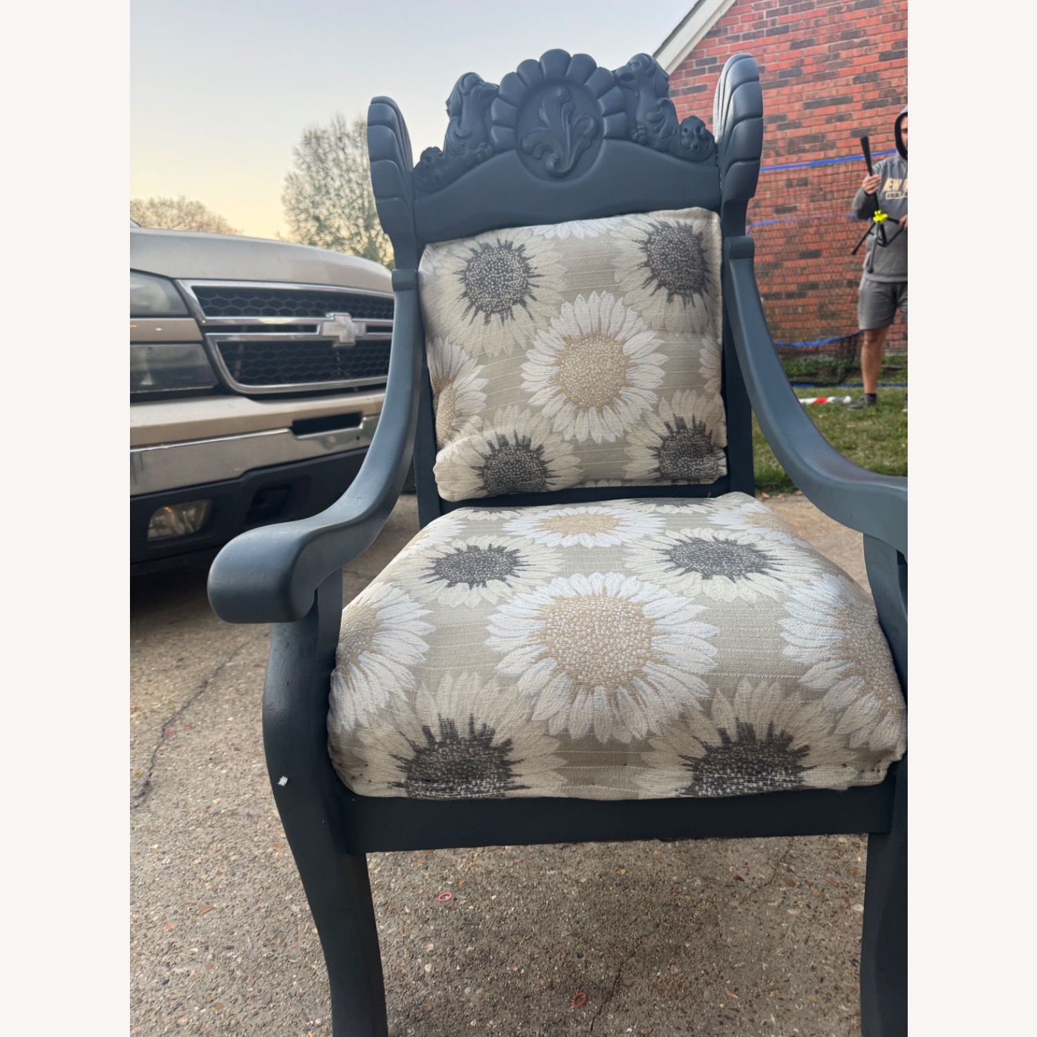 Dark Gray Fabric Accent Chair - image-4