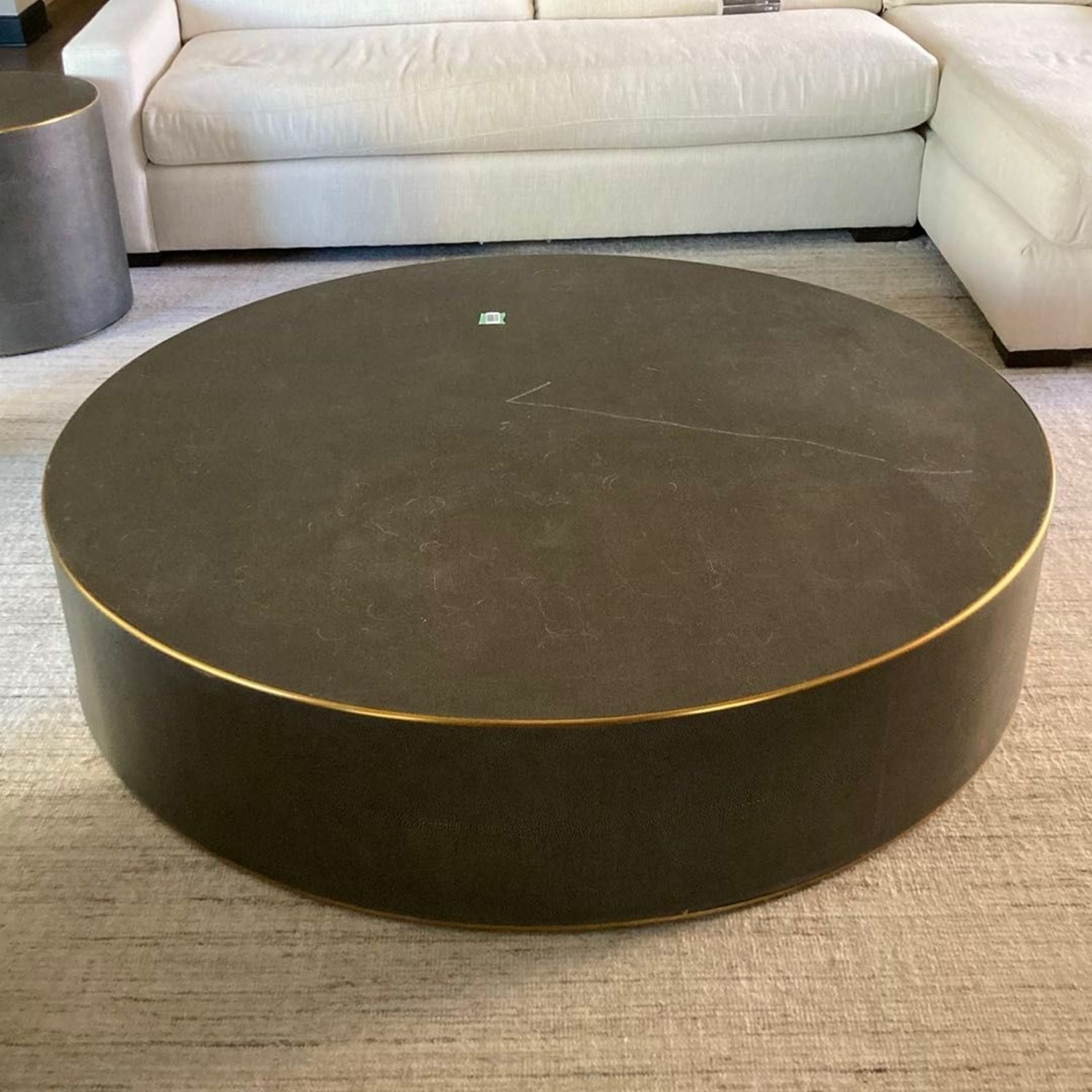Restoration Hardware Graydon Shagreen Round Black Table - image-1