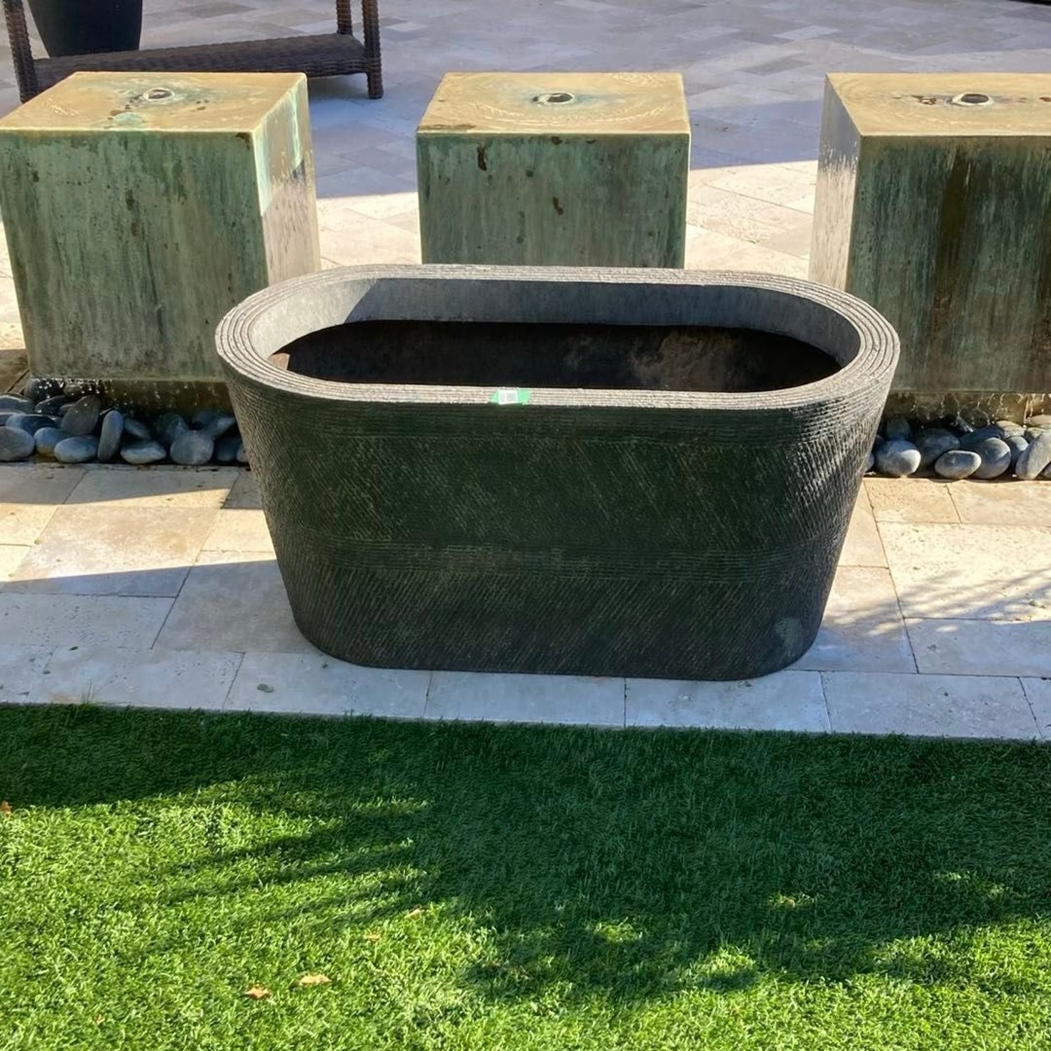 Restoration Hardware Outdoor Stone Planter - image-1