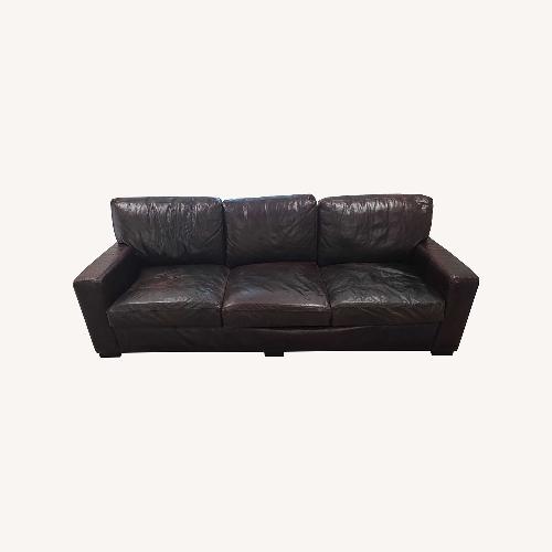 Used Living Spaces 3-Seat Brown Leather Sofa for sale on AptDeco