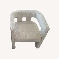 Set of 4 Modern White Lounge Chairs with Plush