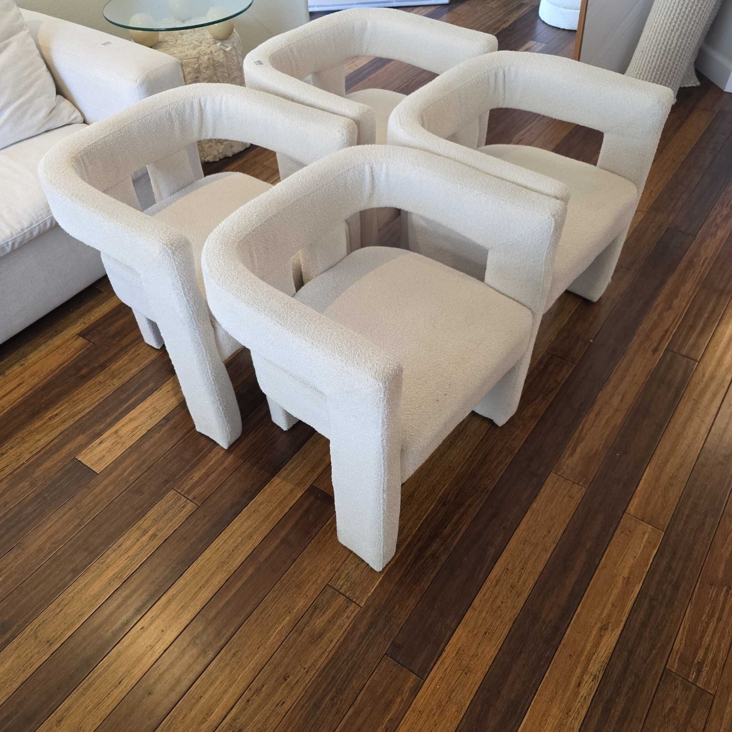 Set of 4 Modern White Lounge Chairs with Plush  - image-2