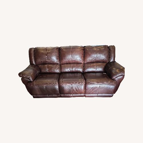 Used Ashley Furniture3-Seat Brown Leather Recliner Sofa for sale on AptDeco