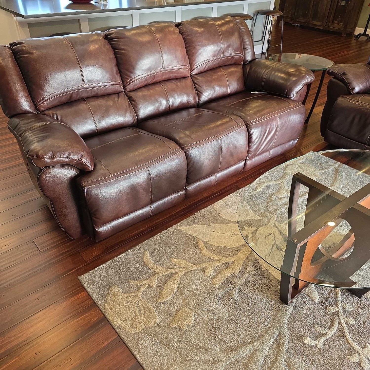 Ashley Furniture3-Seat Brown Leather Recliner Sofa - image-2