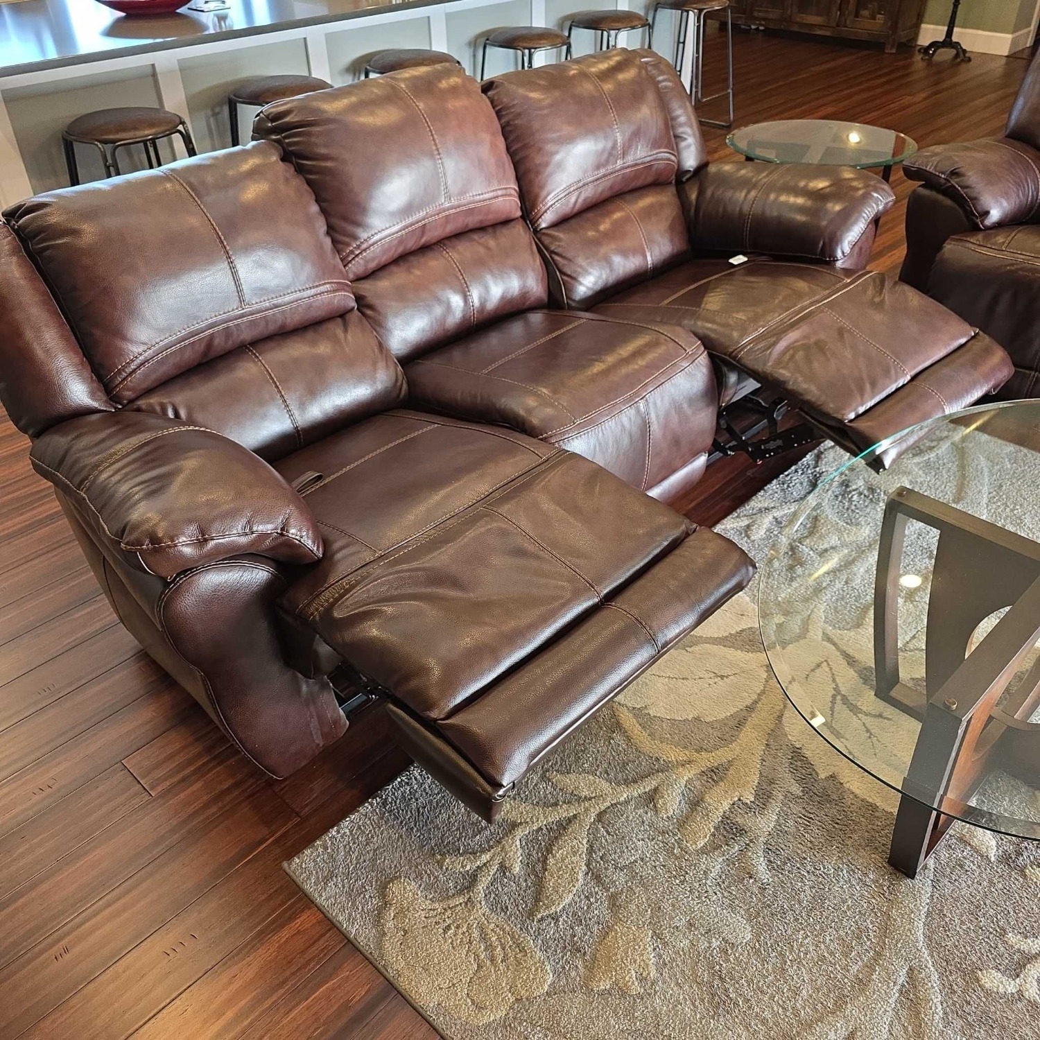 Ashley Furniture3-Seat Brown Leather Recliner Sofa - image-3