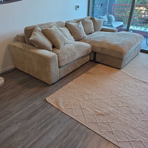 Used Jadson Sectional Light Brown Corduroy Sofa for sale on AptDeco